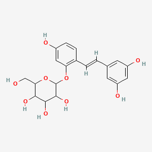 molecular formula C20H22O9 B8236759 2-[2-[(E)-2-(3,5-dihydroxyphenyl)ethenyl]-5-hydroxyphenoxy]-6-(hydroxymethyl)oxane-3,4,5-triol 