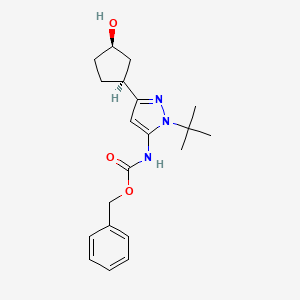 molecular formula C20H27N3O3 B8236816 benzyl N-[2-tert-butyl-5-[(1S,3R)-3-hydroxycyclopentyl]pyrazol-3-yl]carbamate 