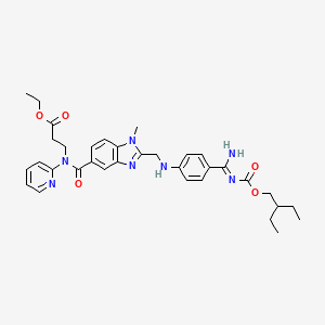 molecular formula C34H41N7O5 B8236891 ethyl 3-[[2-[[4-[(Z)-N'-(2-ethylbutoxycarbonyl)carbamimidoyl]anilino]methyl]-1-methylbenzimidazole-5-carbonyl]-pyridin-2-ylamino]propanoate 