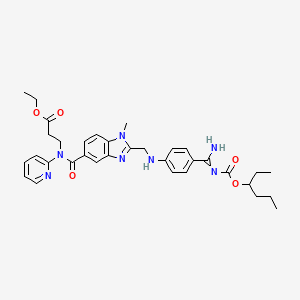 molecular formula C34H41N7O5 B8236895 ethyl 3-[[2-[[4-(N'-hexan-3-yloxycarbonylcarbamimidoyl)anilino]methyl]-1-methylbenzimidazole-5-carbonyl]-pyridin-2-ylamino]propanoate 