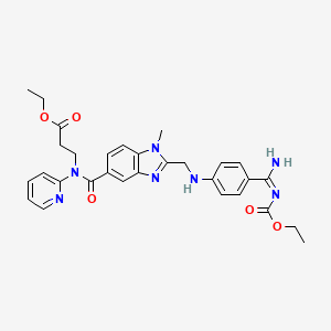 molecular formula C30H33N7O5 B8236898 ethyl 3-[[2-[[4-[(E)-N'-ethoxycarbonylcarbamimidoyl]anilino]methyl]-1-methylbenzimidazole-5-carbonyl]-pyridin-2-ylamino]propanoate 