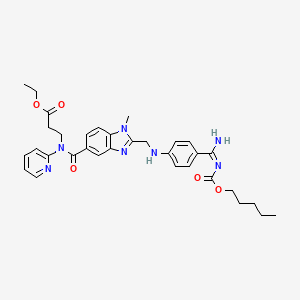molecular formula C33H39N7O5 B8236913 ethyl 3-[[1-methyl-2-[[4-[(E)-N'-pentoxycarbonylcarbamimidoyl]anilino]methyl]benzimidazole-5-carbonyl]-pyridin-2-ylamino]propanoate 
