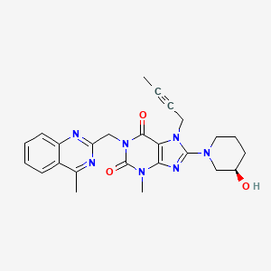 molecular formula C25H27N7O3 B8236929 (R)-7-(But-2-yn-1-yl)-8-(3-hydroxypiperidin-1-yl)-3-methyl-1-((4-methylquinazolin-2-yl)methyl)-1H-purine-2,6(3H,7H)-dione (Linagliptin Impurity) 