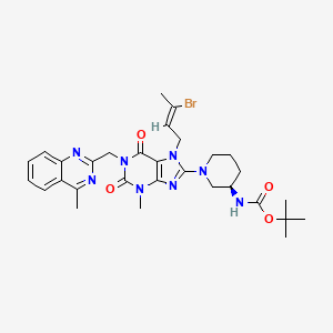 (R,Z)-tert-Butyl (1-(7-(3-bromobut-2-en-1-yl)-3-methyl-1-((4-methylquinazolin-2-yl)methyl)-2,6-dioxo-2,3,6,7-tetrahydro-1H-purin-8-yl)piperidin-3-yl)carbamate (Linagliptin Impurity)