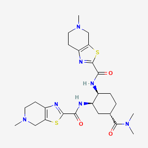 molecular formula C25H35N7O3S2 B8236968 N,N'-((1S,2R,4S)-4-(Dimethylcarbamoyl)cyclohexane-1,2-diyl)bis(5-methyl-4,5,6,7-tetrahydrothiazolo[5,4-c]pyridine-2-carboxamide) (Edoxaban Impurity) 