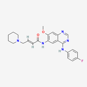 molecular formula C24H26FN5O2 B8237004 (E)-N-(4-((4-Fluorophenyl)amino)-7-methoxyquinazolin-6-YL)-4-(piperidin-1-YL)but-2-enamide 