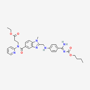 molecular formula C32H37N7O5 B8237023 ethyl 3-[[2-[[4-[(Z)-N'-butoxycarbonylcarbamimidoyl]anilino]methyl]-1-methylbenzimidazole-5-carbonyl]-pyridin-2-ylamino]propanoate 