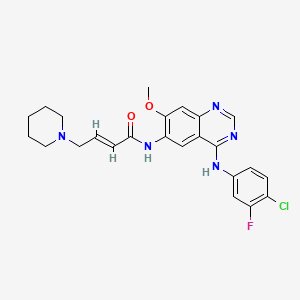 molecular formula C24H25ClFN5O2 B8237041 (E)-N-(4-((4-Chloro-3-fluorophenyl)amino)-7-methoxyquinazolin-6-YL)-4-(piperidin-1-YL)but-2-enamide 