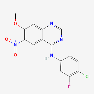 molecular formula C15H10ClFN4O3 B8237047 N-(4-Chloro-3-fluorophenyl)-7-methoxy-6-nitroquinazolin-4-amine 