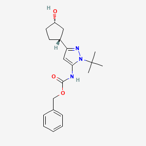 molecular formula C20H27N3O3 B8237060 benzyl N-[2-tert-butyl-5-[(1R,3S)-3-hydroxycyclopentyl]pyrazol-3-yl]carbamate 