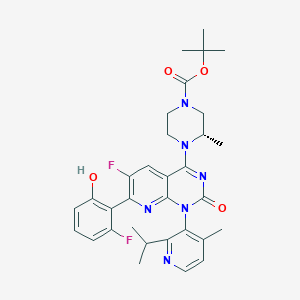 molecular formula C32H36F2N6O4 B8237066 4-[(S)-4-Boc-2-methyl-1-piperazinyl]-6-fluoro-7-(2-fluoro-6-hydroxyphenyl)-1-(2-isopropyl-4-methyl-3-pyridyl)pyrido[2,3-d]pyrimidin-2(1H)-one 
