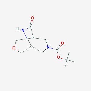 molecular formula C12H20N2O4 B8237100 Tert-butyl 10-oxo-3-oxa-7,9-diazabicyclo[3.3.2]decane-7-carboxylate 