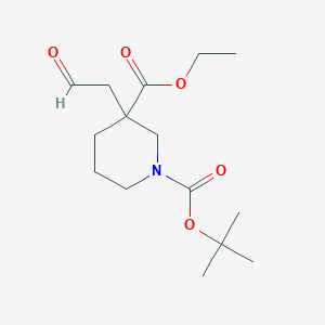 molecular formula C15H25NO5 B8237145 1-Tert-butyl 3-ethyl 3-(2-oxoethyl)piperidine-1,3-dicarboxylate 
