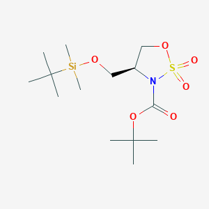 molecular formula C14H29NO6SSi B8237221 叔丁基(S)-4-(((叔丁基二甲基甲硅烷基)氧基)甲基)-1,2,3-恶噻唑烷-3-羧酸酯2,2-二氧化物 