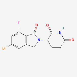 molecular formula C13H10BrFN2O3 B8237299 3-(5-Bromo-7-fluoro-1-oxoisoindolin-2-yl)piperidine-2,6-dione 