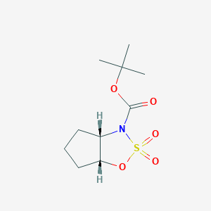 molecular formula C10H17NO5S B8237386 tert-butyl (3aS,6aR)-2,2-dioxo-4,5,6,6a-tetrahydro-3aH-cyclopenta[d]oxathiazole-3-carboxylate 