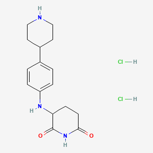 molecular formula C16H23Cl2N3O2 B8237396 3-((4-(Piperidin-4-yl)phenyl)amino)piperidine-2,6-dione dihydrochloride 