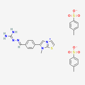 molecular formula C28H29N6O6S3- B8237436 4-methylbenzenesulfonate;2-[(E)-[4-(7-methylimidazo[2,1-b][1,3]thiazol-4-ium-6-yl)phenyl]methylideneamino]guanidine 