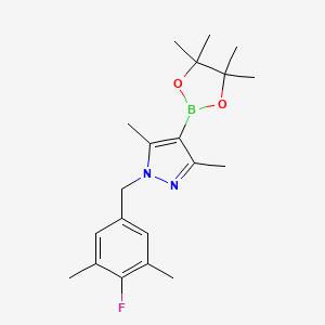 molecular formula C20H28BFN2O2 B8237448 1-(4-Fluoro-3,5-dimethylbenzyl)-3,5-dimethyl-4-(4,4,5,5-tetramethyl-1,3,2-dioxaborolan-2-yl)-1H-pyrazole 