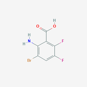 molecular formula C7H4BrF2NO2 B8237657 2-Amino-3-bromo-5,6-difluorobenzoic acid 