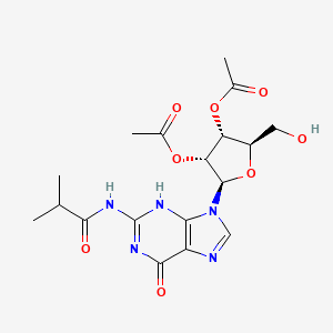 molecular formula C18H23N5O8 B8237929 [(2R,3R,4R,5R)-4-acetyloxy-2-(hydroxymethyl)-5-[2-(2-methylpropanoylamino)-6-oxo-3H-purin-9-yl]oxolan-3-yl] acetate 