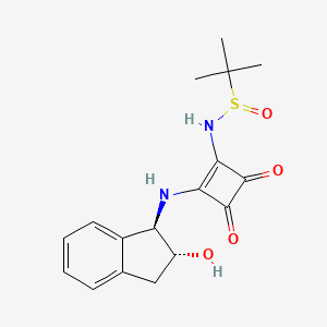 molecular formula C17H20N2O4S B8237937 N-[2-[[(1R,2R)-2-hydroxy-2,3-dihydro-1H-inden-1-yl]amino]-3,4-dioxocyclobuten-1-yl]-2-methylpropane-2-sulfinamide 