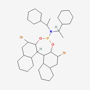 molecular formula C36H60Br2NO2P B8237947 10,16-dibromo-N,N-bis(1-cyclohexylethyl)-12,14-dioxa-13-phosphapentacyclo[13.8.0.02,11.03,8.018,23]tricosan-13-amine 