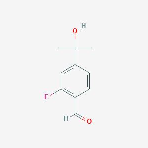 molecular formula C10H11FO2 B8238024 2-Fluoro-4-(1-hydroxy-1-methylethyl)benzaldehyde 