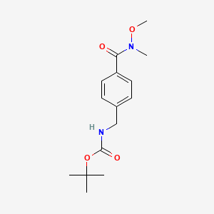 molecular formula C15H22N2O4 B8238148 Tert-Butyl 4-(methoxy(methyl)carbamoyl)benzylcarbamate 