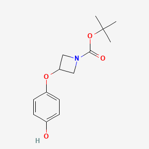 molecular formula C14H19NO4 B8238274 tert-Butyl 3-(4-hydroxyphenoxy)azetidine-1-carboxylate 