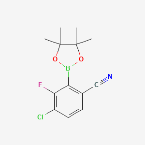 molecular formula C13H14BClFNO2 B8238330 4-Chloro-3-fluoro-2-(4,4,5,5-tetramethyl-1,3,2-dioxaborolan-2-YL)benzonitrile 