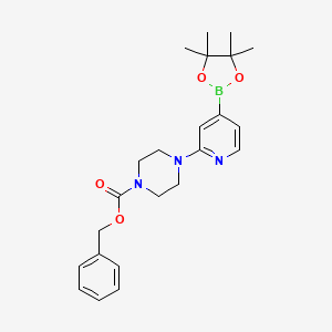 molecular formula C23H30BN3O4 B8238344 Benzyl 4-[4-(4,4,5,5-tetramethyl-1,3,2-dioxaborolan-2-yl)pyridin-2-yl]piperazine-1-carboxylate 