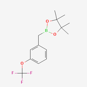 molecular formula C14H18BF3O3 B8238360 4,4,5,5-四甲基-2-(3-(三氟甲氧基)苄基)-1,3,2-二氧杂硼环丁烷 