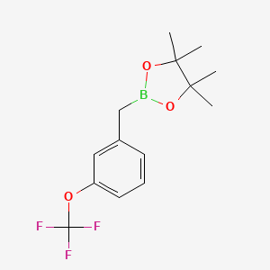 molecular formula C14H18BF3O3 B8238360 4,4,5,5-Tetramethyl-2-(3-(trifluoromethoxy)benzyl)-1,3,2-dioxaborolane 