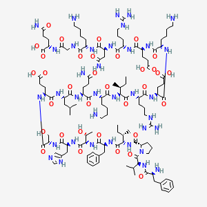 molecular formula C120H194N36O34 B8238405 (2S)-5-amino-2-[[2-[[(2S)-6-amino-2-[[(2S)-4-amino-2-[[(2S)-2-[[(2S)-2-[[(2S)-6-amino-2-[[(2S)-2-[[(2S)-2-[[(2S,3S)-2-[[(2S)-6-amino-2-[[(2S)-5-amino-2-[[(2S)-2-[[(2S)-2-[[(2S)-2-[[(2S)-2-[[(2S,3R)-2-[[(2S)-2-[[(2S,3S)-2-[[(2S)-1-[(2S)-2-[[(2S)-2-amino-3-phenylpropanoyl]amino]-3-methylbutanoyl]pyrrolidine-2-carbonyl]amino]-3-methylpentanoyl]amino]-3-phenylpropanoyl]amino]-3-hydroxybutanoyl]amino]-3-(1H-imidazol-5-yl)propanoyl]amino]-3-hydroxypropanoyl]amino]-4-carboxybutanoyl]amino]-4-methylpentanoyl]amino]-5-oxopentanoyl]amino]hexanoyl]amino]-3-methylpentanoyl]amino]-5-carbamimidamidopentanoyl]amino]-4-carboxybutanoyl]amino]hexanoyl]amino]-4-carboxybutanoyl]amino]-5-carbamimidamidopentanoyl]amino]-4-oxobutanoyl]amino]hexanoyl]amino]acetyl]amino]-5-oxopentanoic acid 