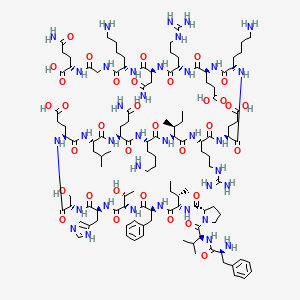 (2S)-5-amino-2-[[2-[[(2S)-6-amino-2-[[(2S)-4-amino-2-[[(2S)-2-[[(2S)-2-[[(2S)-6-amino-2-[[(2S)-2-[[(2S)-2-[[(2S,3S)-2-[[(2S)-6-amino-2-[[(2S)-5-amino-2-[[(2S)-2-[[(2S)-2-[[(2S)-2-[[(2S)-2-[[(2S,3R)-2-[[(2S)-2-[[(2S,3S)-2-[[(2S)-1-[(2S)-2-[[(2S)-2-amino-3-phenylpropanoyl]amino]-3-methylbutanoyl]pyrrolidine-2-carbonyl]amino]-3-methylpentanoyl]amino]-3-phenylpropanoyl]amino]-3-hydroxybutanoyl]amino]-3-(1H-imidazol-5-yl)propanoyl]amino]-3-hydroxypropanoyl]amino]-4-carboxybutanoyl]amino]-4-methylpentanoyl]amino]-5-oxopentanoyl]amino]hexanoyl]amino]-3-methylpentanoyl]amino]-5-carbamimidamidopentanoyl]amino]-4-carboxybutanoyl]amino]hexanoyl]amino]-4-carboxybutanoyl]amino]-5-carbamimidamidopentanoyl]amino]-4-oxobutanoyl]amino]hexanoyl]amino]acetyl]amino]-5-oxopentanoic acid