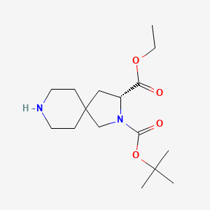 molecular formula C16H28N2O4 B8238459 O2-tert-butyl O3-ethyl (3R)-2,8-diazaspiro[4.5]decane-2,3-dicarboxylate 