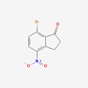 molecular formula C9H6BrNO3 B8238492 7-Bromo-4-nitro-indan-1-one 