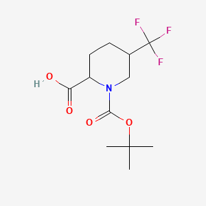 molecular formula C12H18F3NO4 B8238508 1-[(Tert-butoxy)carbonyl]-5-(trifluoromethyl)piperidine-2-carboxylic acid 
