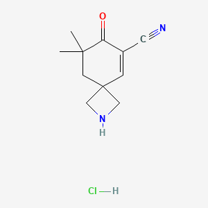 molecular formula C11H15ClN2O B8238514 8,8-Dimethyl-7-oxo-2-azaspiro[3.5]non-5-ene-6-carbonitrile hydrochloride 