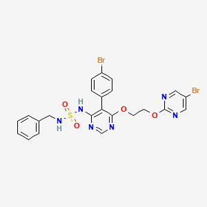 molecular formula C23H20Br2N6O4S B8238560 N-[5-(4-Bromophenyl)-6-[2-[(5-bromo-2-pyrimidinyl)oxy]ethoxy]-4-pyrimidinyl]-N'-(phenylmethyl)sulfamide 