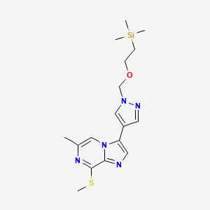 6-Methyl-8-(methylthio)-3-[1-[[2-(trimethylsilyl)ethoxy]methyl]-1H-pyrazol-4-yl]imidazo[1,2-a]pyrazine