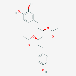 molecular formula C23H28O7 B8238628 1,2-Benzenediol, 4-[(3R,5R)-3,5-bis(acetyloxy)-7-(4-hydroxyphenyl)heptyl]- 