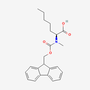 molecular formula C23H27NO4 B8238748 (S)-2-((((9H-fluoren-9-yl)methoxy)carbonyl)(methyl)amino)heptanoic acid 