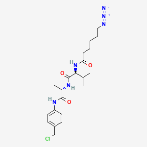 molecular formula C21H31ClN6O3 B8238778 6-azido-N-[(2S)-1-[[(2S)-1-[4-(chloromethyl)anilino]-1-oxopropan-2-yl]amino]-3-methyl-1-oxobutan-2-yl]hexanamide 