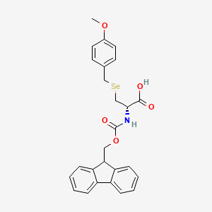 molecular formula C26H25NO5Se B8238802 (R)-2-((((9H-Fluoren-9-yl)methoxy)carbonyl)amino)-3-((4-methoxybenzyl)selanyl)propanoic acid 