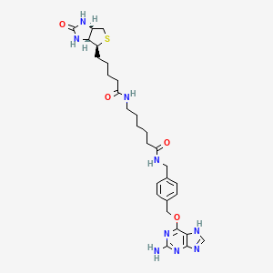 molecular formula C29H39N9O4S B8238804 (3aS,6abeta)-N-[6-[4-[(2-Amino-9H-purine-6-yl)oxymethyl]benzylamino]-6-oxohexyl]hexahydro-2-oxo-1H-thieno[3,4-d]imidazole-4alpha-pentanamide 