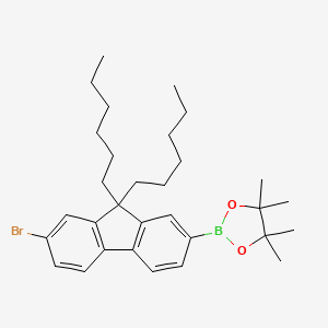 molecular formula C31H44BBrO2 B8238846 2-(7-bromo-9,9-dihexyl-9H-fluoren-2-yl)-4,4,5,5-tetramethyl-1,3,2-dioxaborolane 