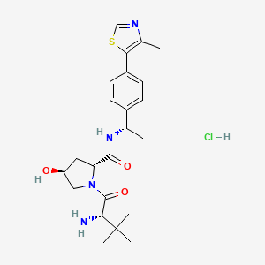molecular formula C23H33ClN4O3S B8238911 (2R,4S)-1-((S)-2-Amino-3,3-dimethylbutanoyl)-4-hydroxy-N-((S)-1-(4-(4-methylthiazol-5-yl)phenyl)ethyl)pyrrolidine-2-carboxamide hydrochloride 