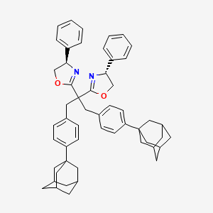 molecular formula C53H58N2O2 B8238948 (4R,4'R)-2,2'-(1,3-Bis(4-(adamantan-1-yl)phenyl)propane-2,2-diyl)bis(4-phenyl-4,5-dihydrooxazole) 